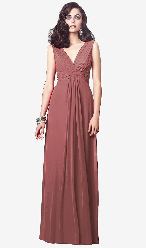 【STYLE: TH031】Draped V-Neck Shirred Chiffon Maxi Dress【COLOR: English Rose】