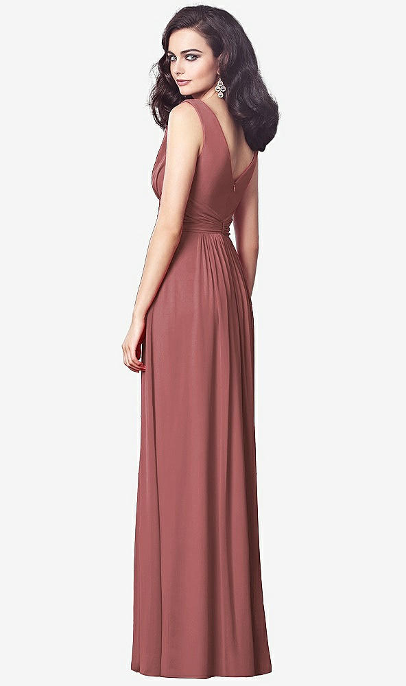 【STYLE: TH031】Draped V-Neck Shirred Chiffon Maxi Dress【COLOR: English Rose】