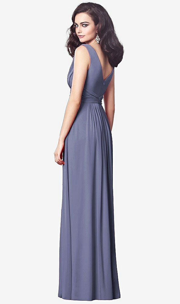 【STYLE: TH031】Draped V-Neck Shirred Chiffon Maxi Dress【COLOR: French Blue】