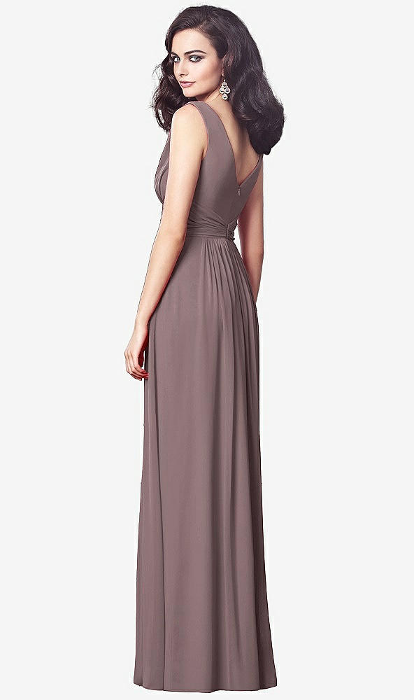 【STYLE: TH031】Draped V-Neck Shirred Chiffon Maxi Dress【COLOR: French Truffle】