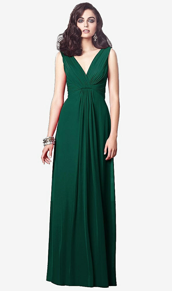 【STYLE: TH031】Draped V-Neck Shirred Chiffon Maxi Dress【COLOR: Hunter Green】