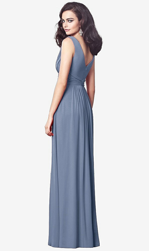 【STYLE: TH031】Draped V-Neck Shirred Chiffon Maxi Dress【COLOR: Larkspur Blue】
