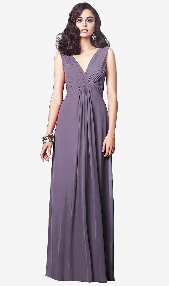 【STYLE: TH031】Draped V-Neck Shirred Chiffon Maxi Dress【COLOR: Lavender】