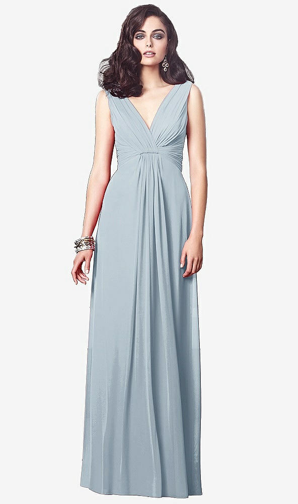 【STYLE: TH031】Draped V-Neck Shirred Chiffon Maxi Dress【COLOR: Mist】