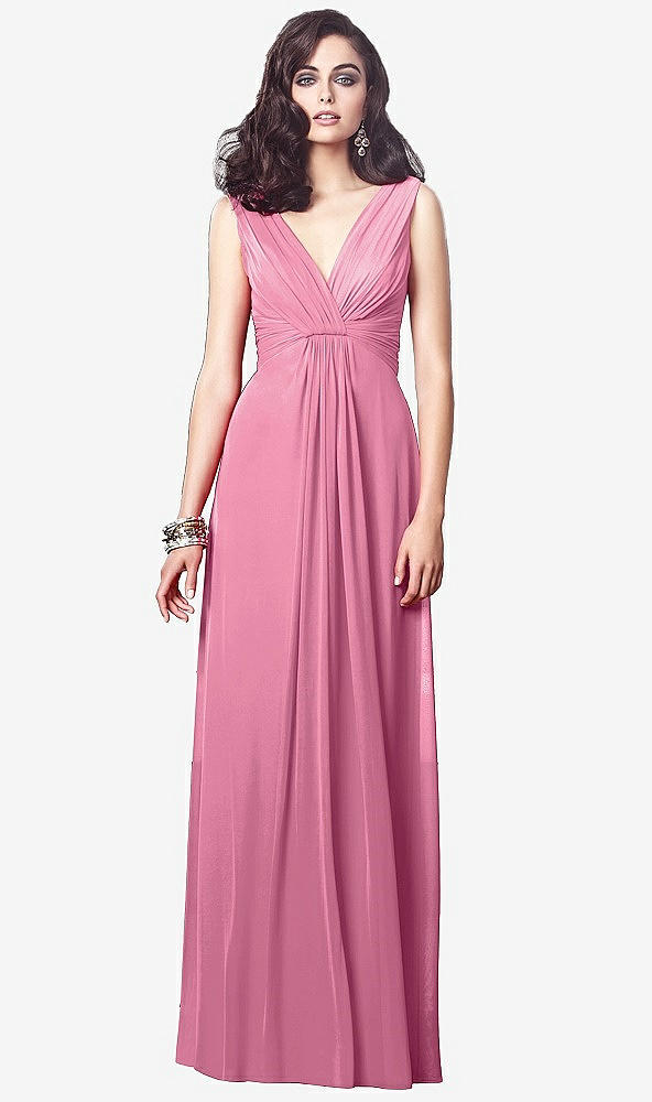 【STYLE: TH031】Draped V-Neck Shirred Chiffon Maxi Dress【COLOR: Orchid Pink】