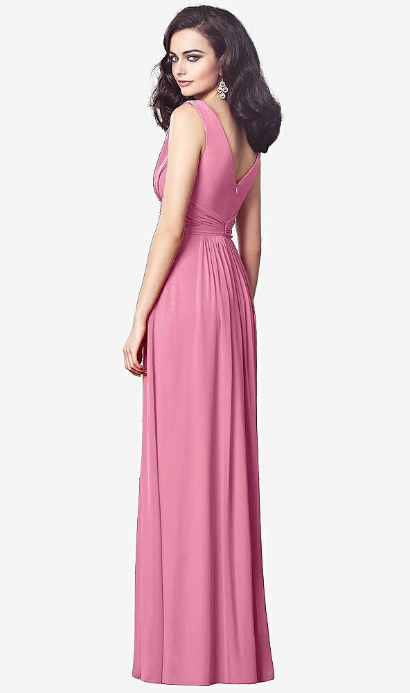 【STYLE: TH031】Draped V-Neck Shirred Chiffon Maxi Dress【COLOR: Orchid Pink】