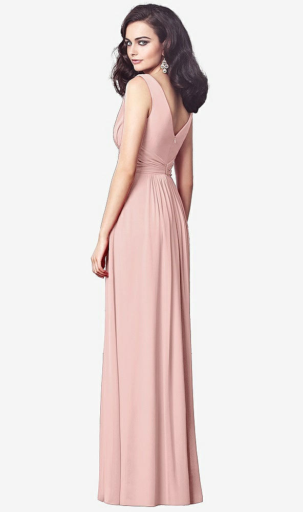 【STYLE: TH031】Draped V-Neck Shirred Chiffon Maxi Dress【COLOR: Rose - PANTONE Rose Quartz】
