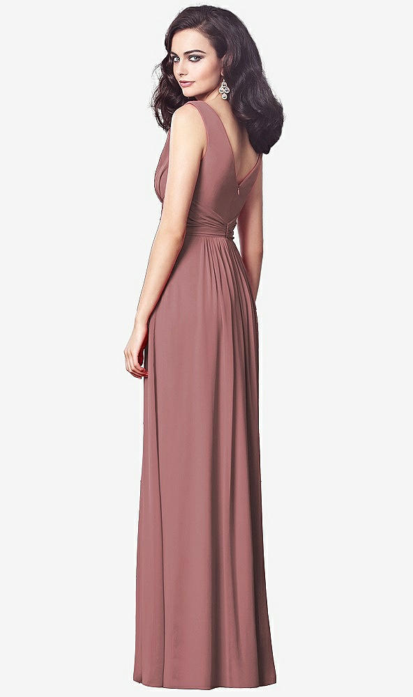 【STYLE: TH031】Draped V-Neck Shirred Chiffon Maxi Dress【COLOR: Rosewood】