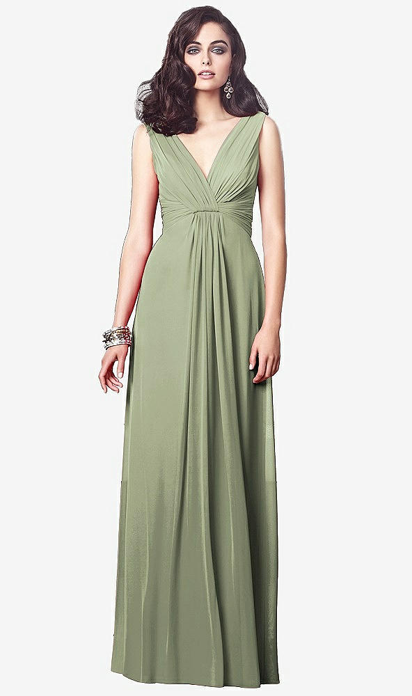 【STYLE: TH031】Draped V-Neck Shirred Chiffon Maxi Dress【COLOR: Sage】