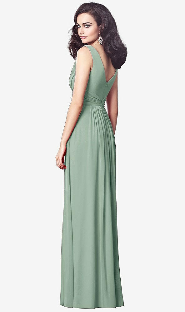 【STYLE: TH031】Draped V-Neck Shirred Chiffon Maxi Dress【COLOR: Seagrass】