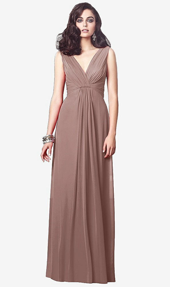 【STYLE: TH031】Draped V-Neck Shirred Chiffon Maxi Dress【COLOR: Sienna】