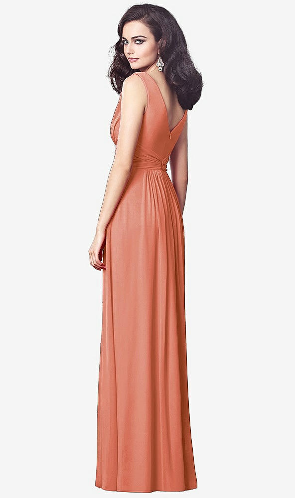【STYLE: TH031】Draped V-Neck Shirred Chiffon Maxi Dress【COLOR: Terracotta Copper】