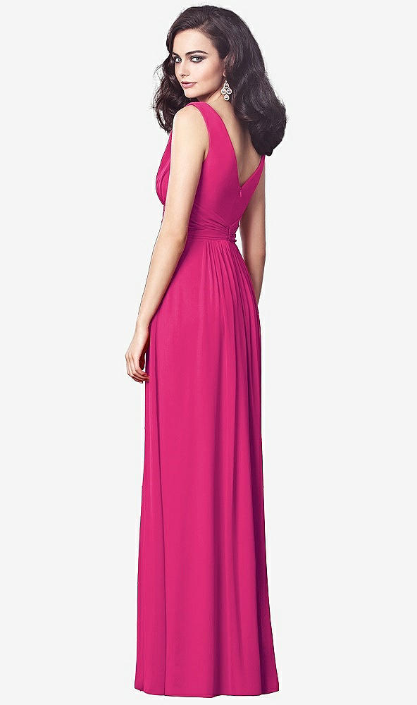 【STYLE: TH031】Draped V-Neck Shirred Chiffon Maxi Dress【COLOR: Think Pink】