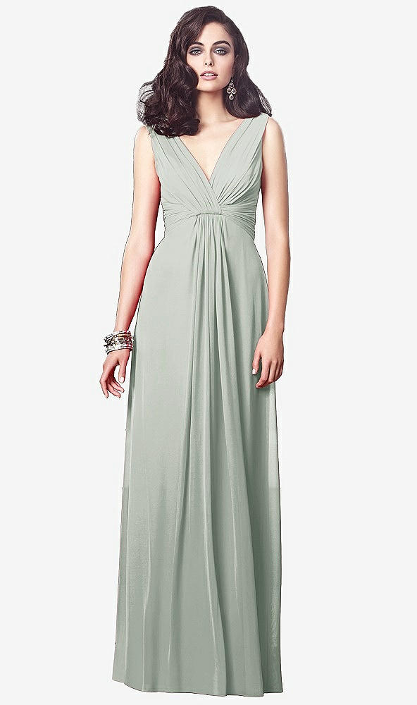 【STYLE: TH031】Draped V-Neck Shirred Chiffon Maxi Dress【COLOR: Willow Green】