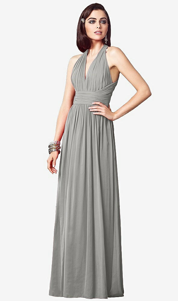 【STYLE: TH032】Ruched Halter Open-Back Maxi Dress - Jada【COLOR: Chelsea Gray】