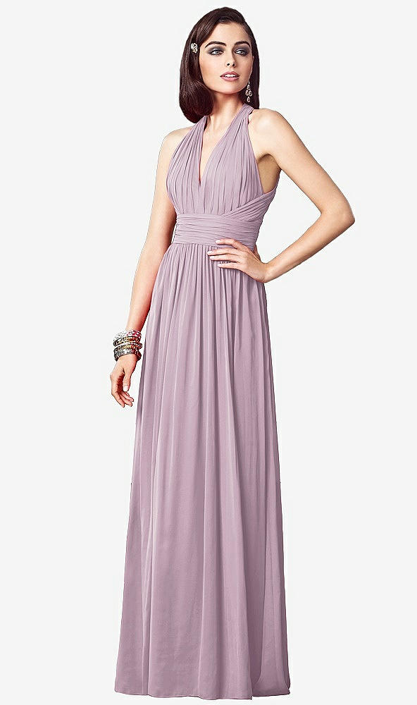 【STYLE: TH032】Ruched Halter Open-Back Maxi Dress - Jada【COLOR: Suede Rose】
