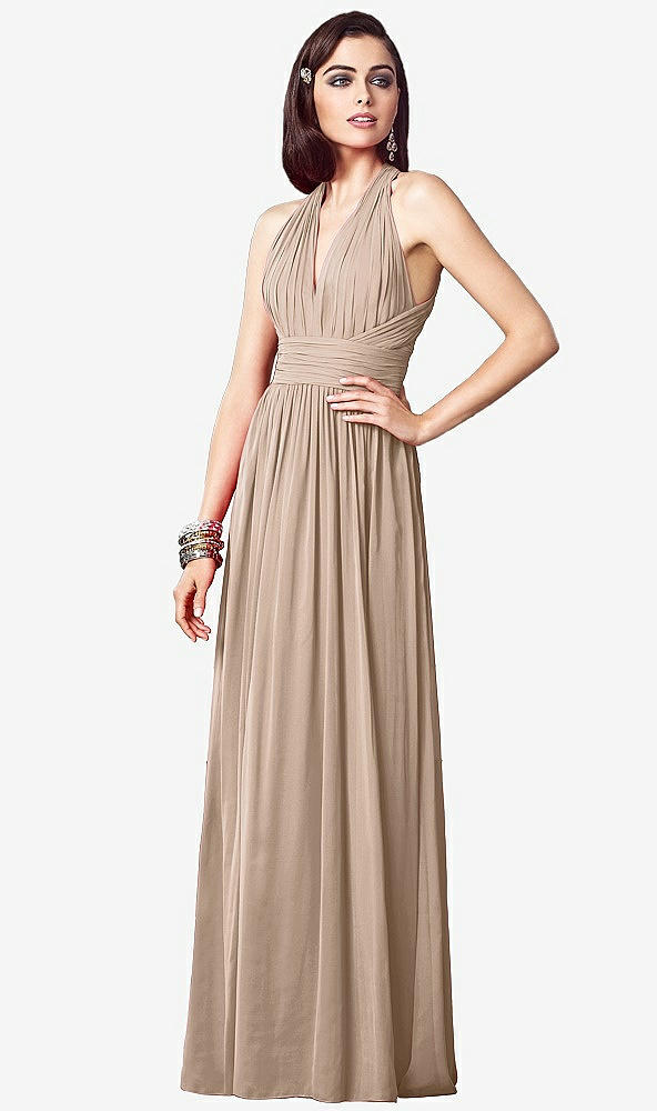 【STYLE: TH032】Ruched Halter Open-Back Maxi Dress - Jada【COLOR: Topaz】