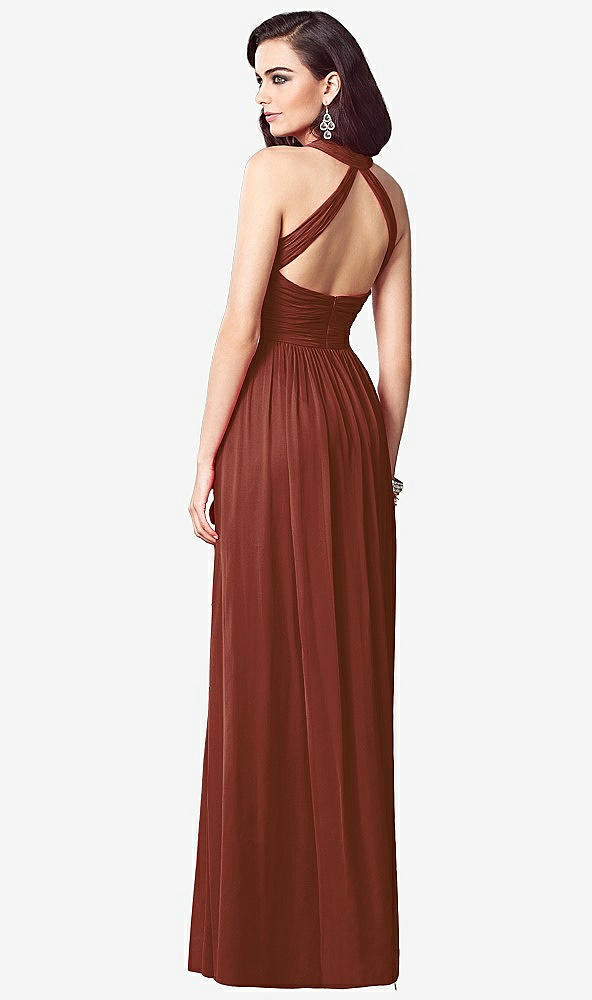 【STYLE: TH032】Ruched Halter Open-Back Maxi Dress - Jada【COLOR: Auburn Moon】