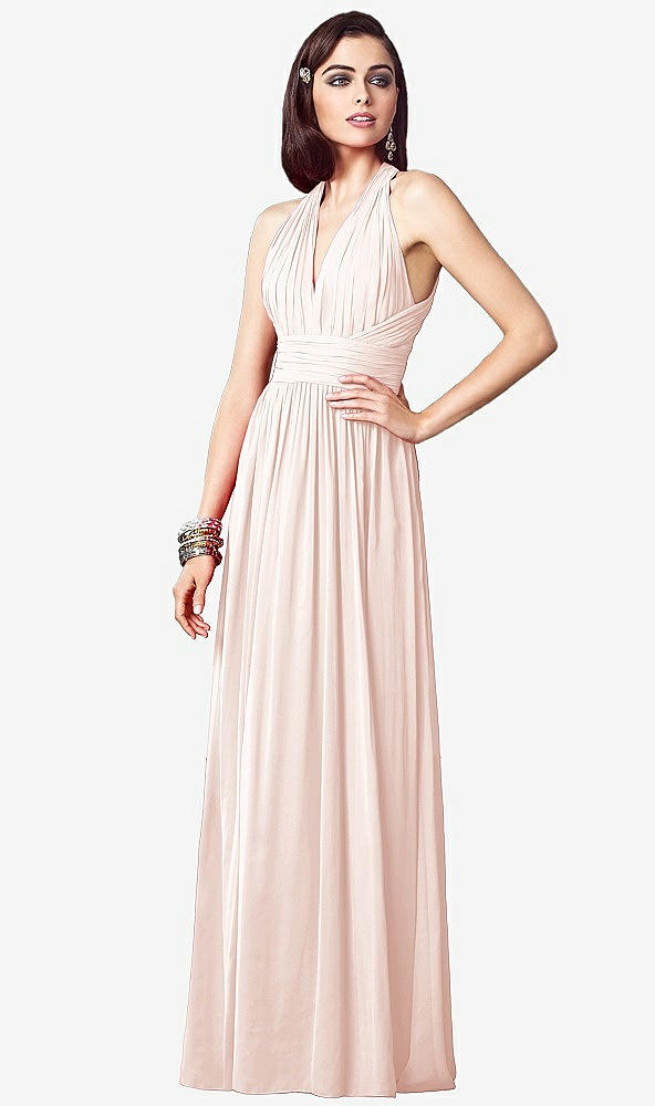 【STYLE: TH032】Ruched Halter Open-Back Maxi Dress - Jada【COLOR: Blush】