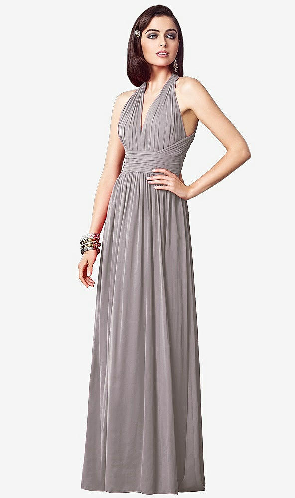 【STYLE: TH032】Ruched Halter Open-Back Maxi Dress - Jada【COLOR: Cashmere Gray】