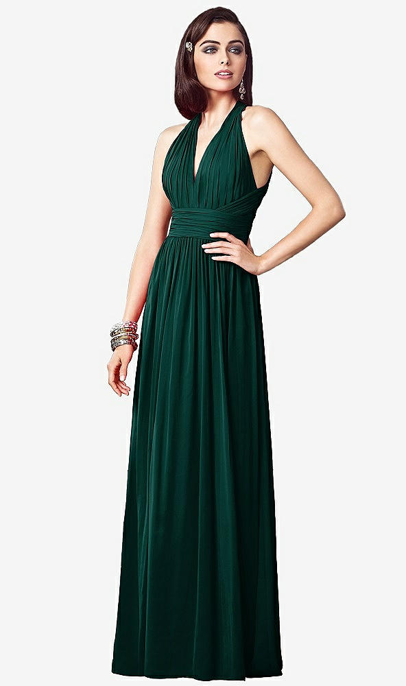 【NEW】【STYLE: TH032】ruced ホルター オープンバック マキシ ドレス - jada【COLOR: Evergreen】【SIZE: 00-30W】