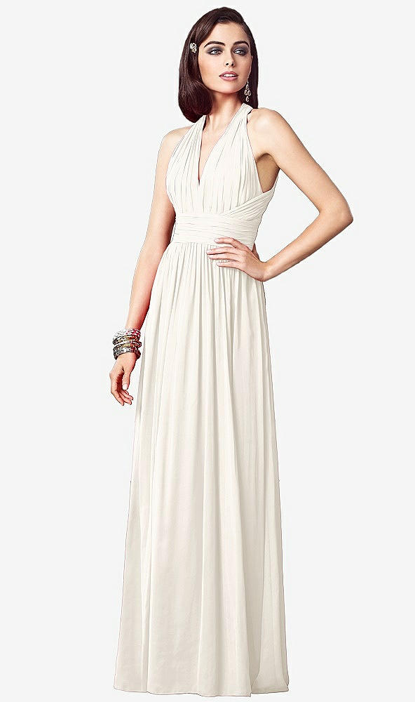 【STYLE: TH032】Ruched Halter Open-Back Maxi Dress - Jada【COLOR: Ivory】