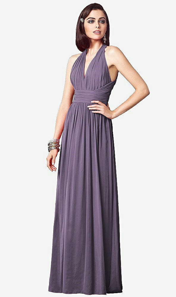 【STYLE: TH032】Ruched Halter Open-Back Maxi Dress - Jada【COLOR: Lavender】