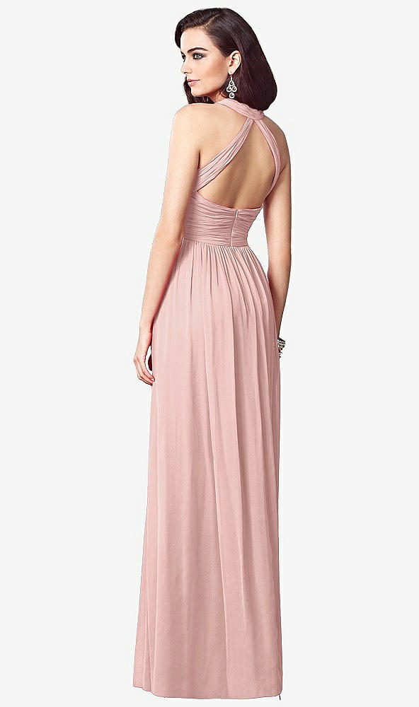 【STYLE: TH032】Ruched Halter Open-Back Maxi Dress - Jada【COLOR: Rose - PANTONE Rose Quartz】