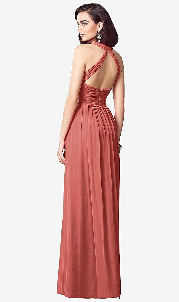 【STYLE: TH032】Ruched Halter Open-Back Maxi Dress - Jada【COLOR: Coral Pink】