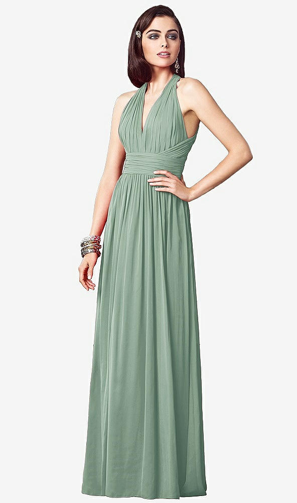 【STYLE: TH032】Ruched Halter Open-Back Maxi Dress - Jada【COLOR: Seagrass】