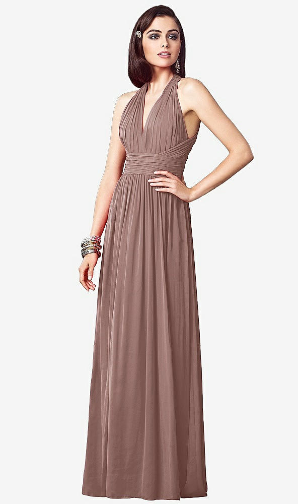 【STYLE: TH032】Ruched Halter Open-Back Maxi Dress - Jada【COLOR: Sienna】