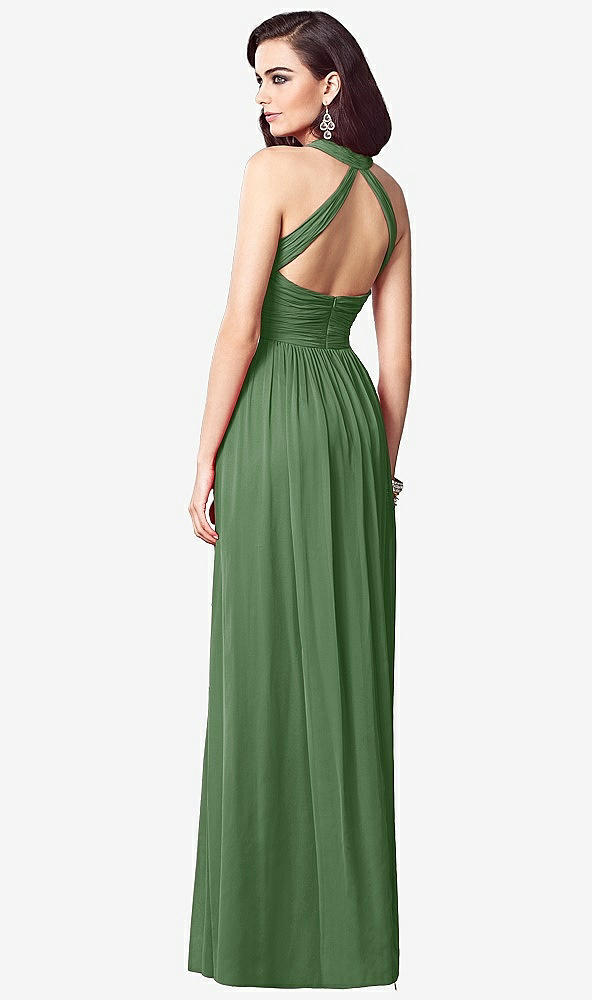 【STYLE: TH032】Ruched Halter Open-Back Maxi Dress - Jada【COLOR: Vineyard Green】