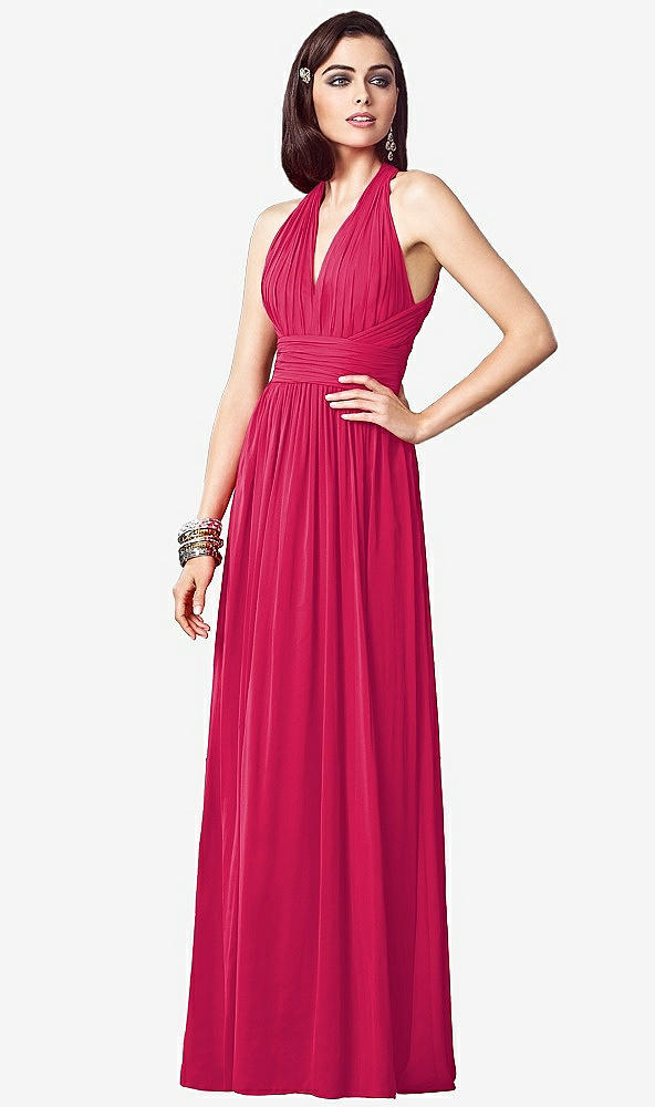 【STYLE: TH032】Ruched Halter Open-Back Maxi Dress - Jada【COLOR: Vivid Pink】