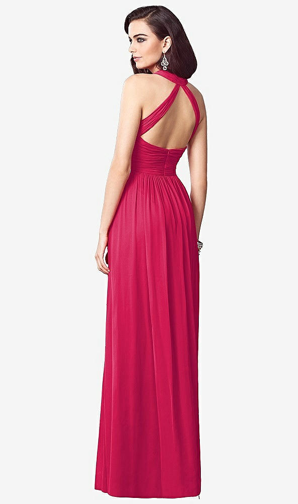 【STYLE: TH032】Ruched Halter Open-Back Maxi Dress - Jada【COLOR: Vivid Pink】