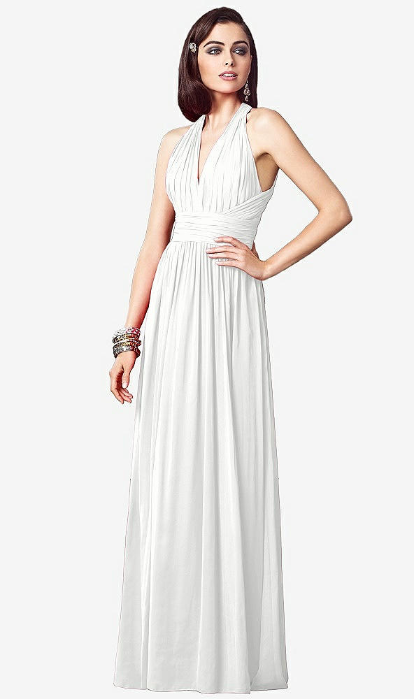 【STYLE: TH032】Ruched Halter Open-Back Maxi Dress - Jada【COLOR: White】