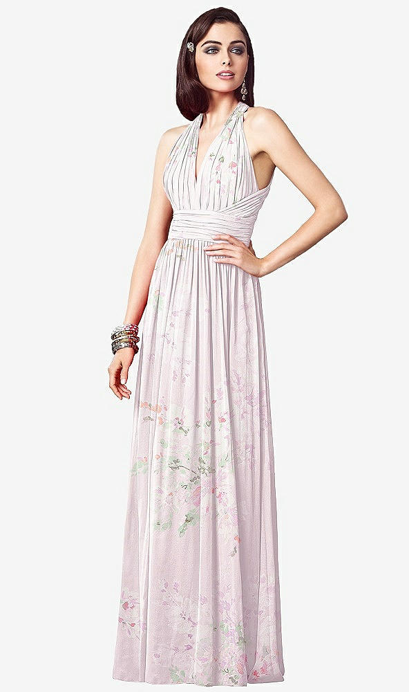 【STYLE: TH032】Ruched Halter Open-Back Maxi Dress - Jada【COLOR: Watercolor Print】