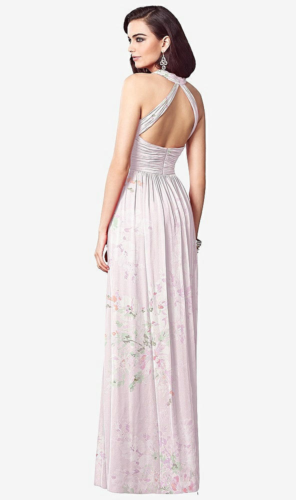 【STYLE: TH032】Ruched Halter Open-Back Maxi Dress - Jada【COLOR: Watercolor Print】