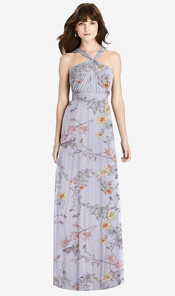 【STYLE: TH033】Twist Halter Chiffon Maxi Dress - James【COLOR: Butterfly Botanica Silver Dove】