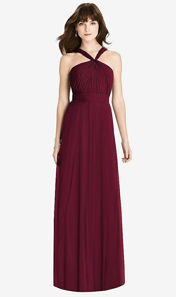 【STYLE: TH033】Twist Halter Chiffon Maxi Dress - James【COLOR: Cabernet】