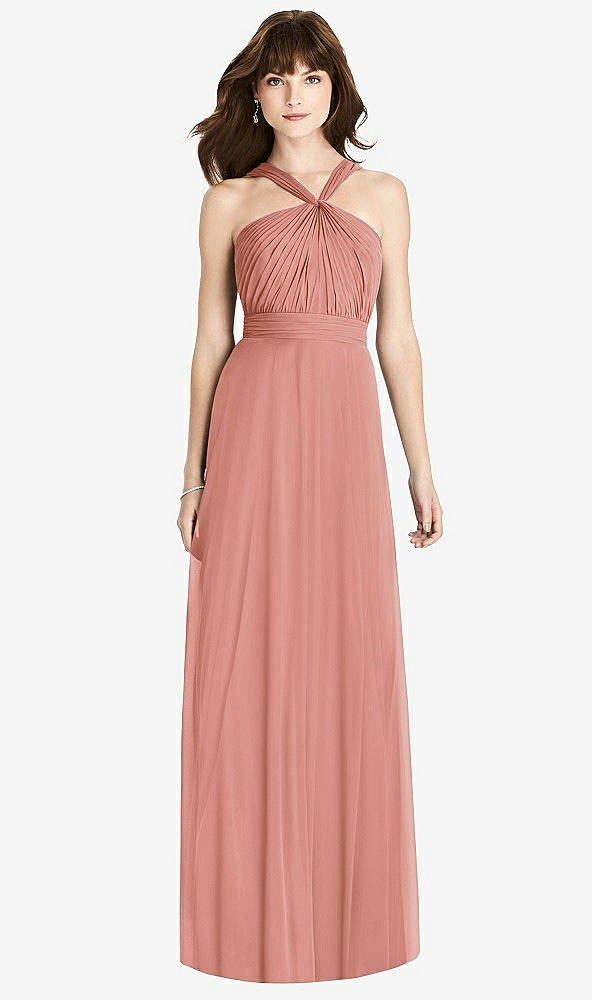【STYLE: TH033】Twist Halter Chiffon Maxi Dress - James【COLOR: Desert Rose】