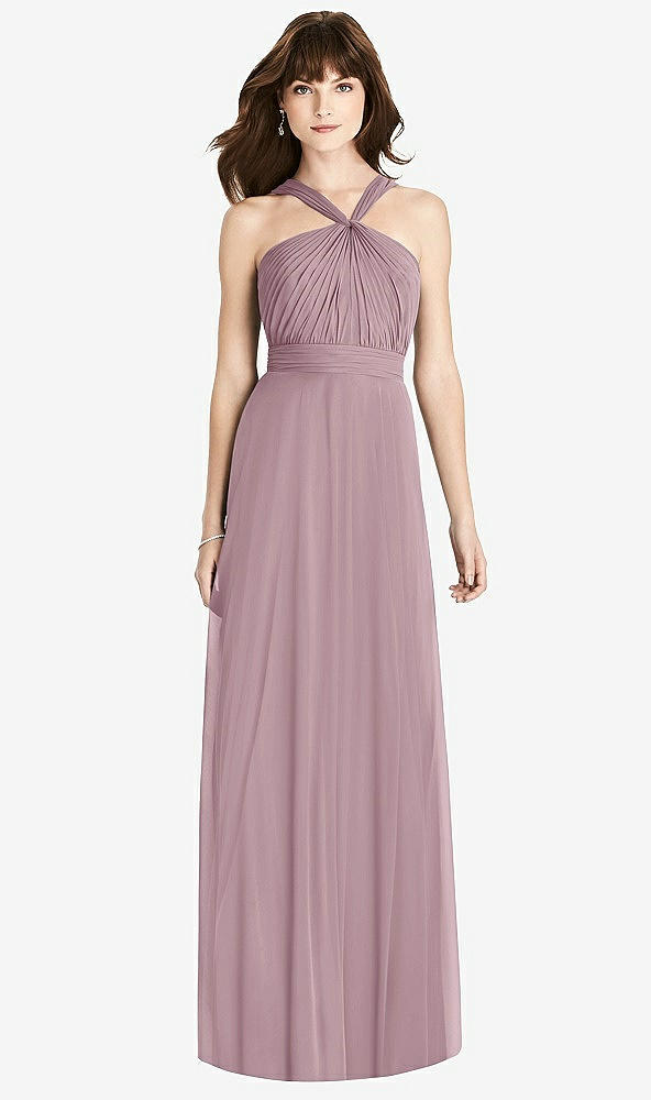 【STYLE: TH033】Twist Halter Chiffon Maxi Dress - James【COLOR: Dusty Rose】
