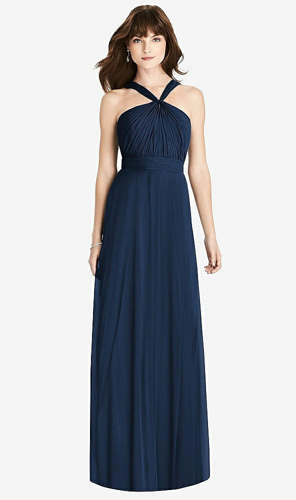 【STYLE: TH033】Twist Halter Chiffon Maxi Dress - James【COLOR: Midnight Navy】