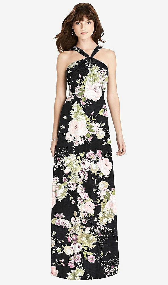 【NEW】【STYLE: TH033】ひねり ホルター シフォン マキシ ドレス  -  ジェームズ【COLOR: Noir Garden】【SIZE: 00-30W】