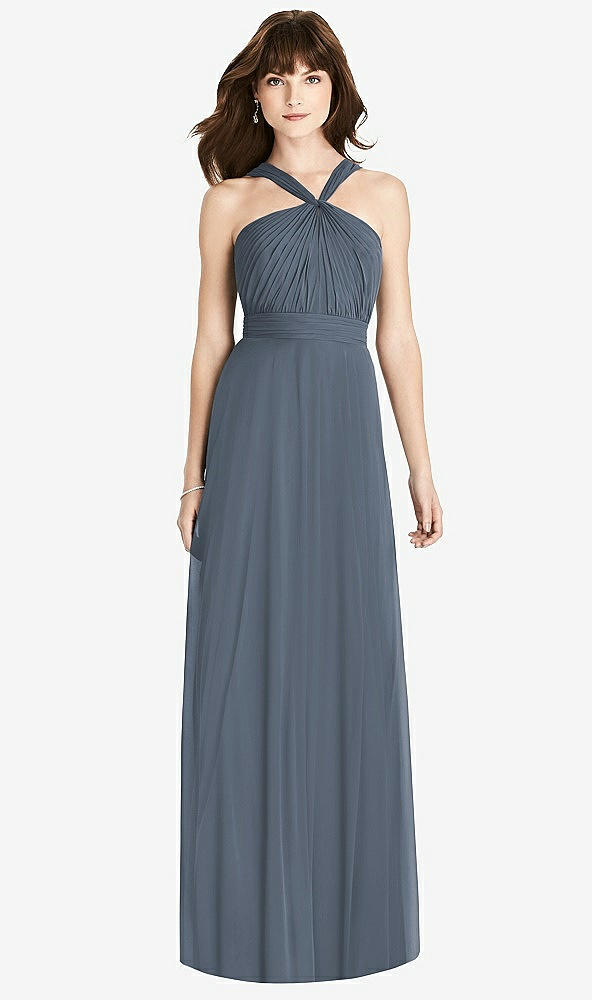 【STYLE: TH033】Twist Halter Chiffon Maxi Dress - James【COLOR: Silverstone】