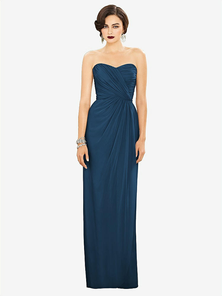 【STYLE: TH034】Strapless Draped Chiffon Maxi Dress - Lila【COLOR: Dusk Blue】