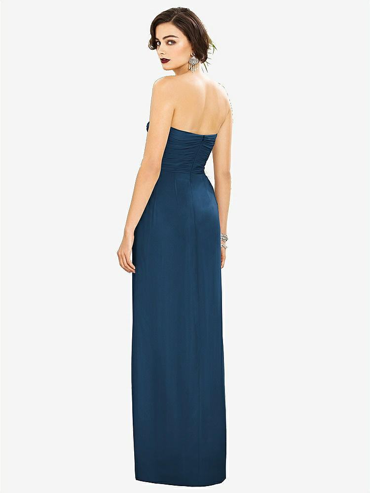 【STYLE: TH034】Strapless Draped Chiffon Maxi Dress - Lila【COLOR: Dusk Blue】