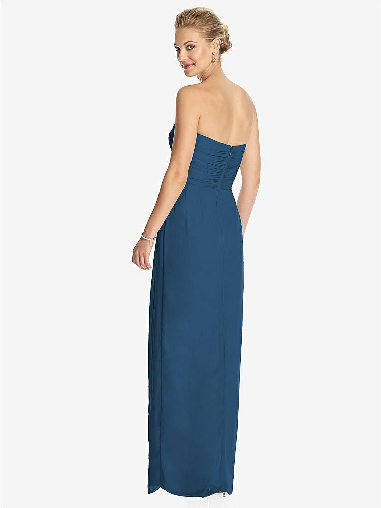 【STYLE: TH034】Strapless Draped Chiffon Maxi Dress - Lila【COLOR: Dusk Blue】