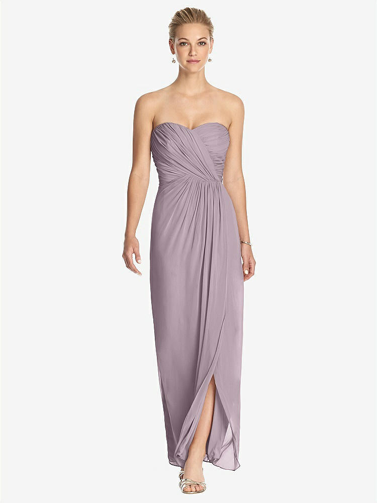 【STYLE: TH034】Strapless Draped Chiffon Maxi Dress - Lila【COLOR: Lilac Dusk】