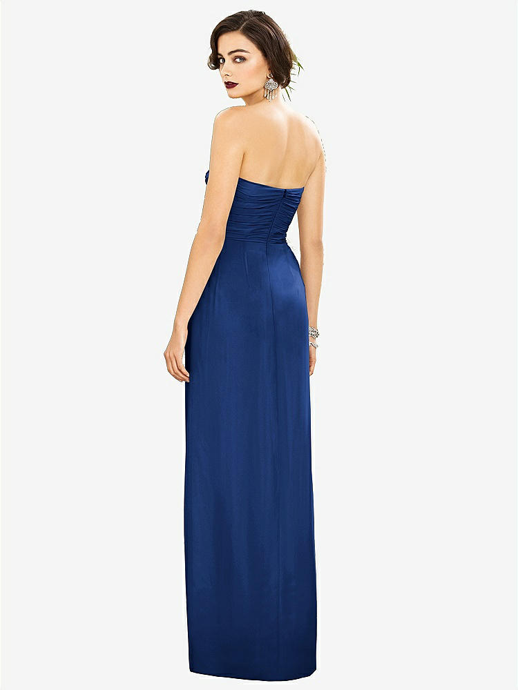 【STYLE: TH034】Strapless Draped Chiffon Maxi Dress - Lila【COLOR: Classic Blue】