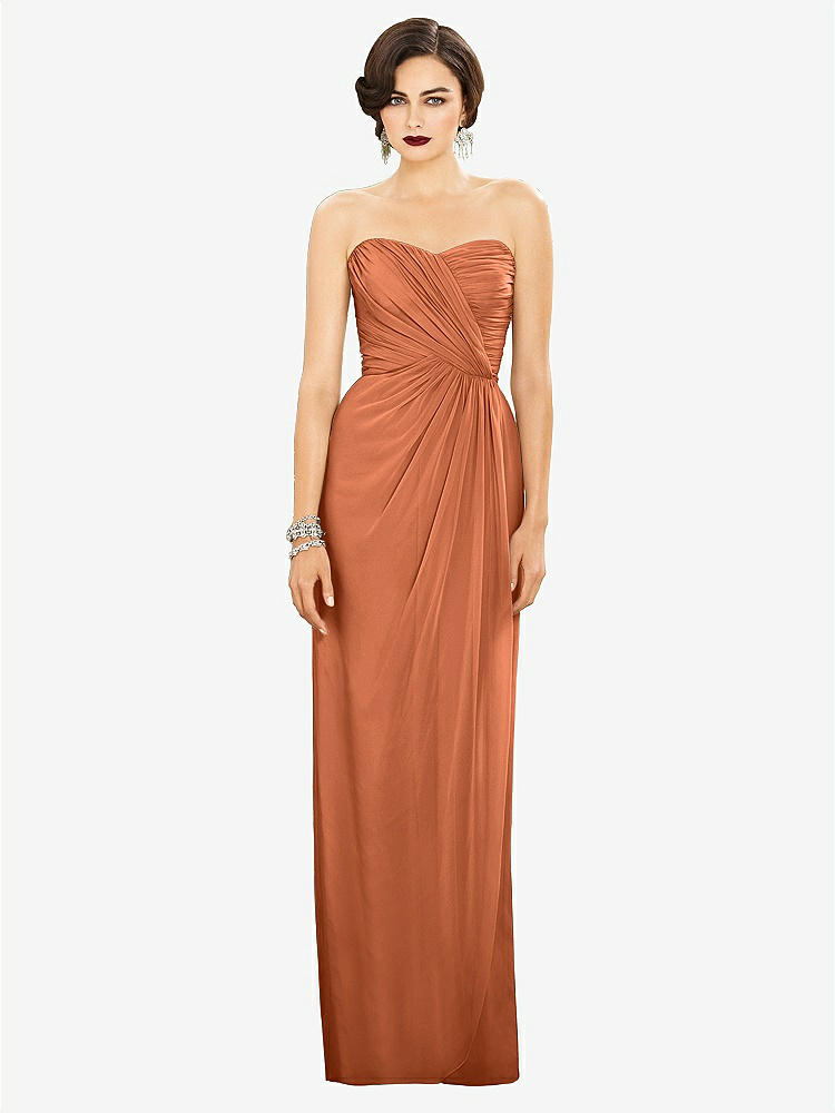 【STYLE: TH034】Strapless Draped Chiffon Maxi Dress - Lila【COLOR: Sweet Melon】